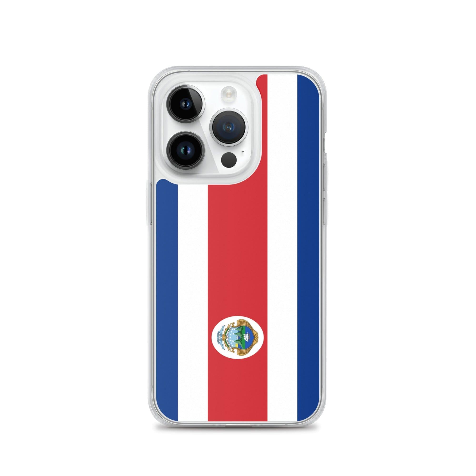 Coque de téléphone avec le drapeau du Costa Rica, en plastique transparent et TPU, pour iPhone.