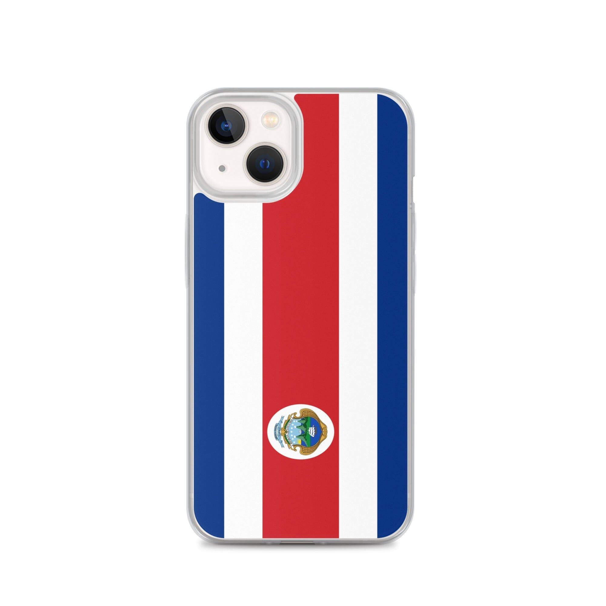 Coque de téléphone avec le drapeau du Costa Rica, en plastique transparent et TPU, pour iPhone.