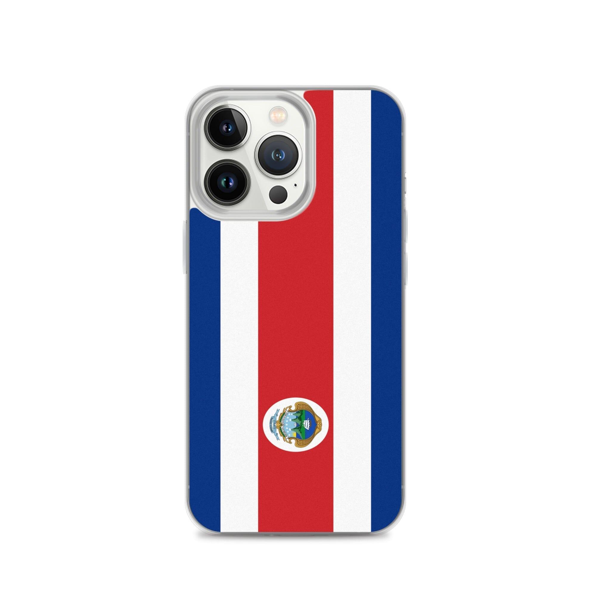 Coque de téléphone avec le drapeau du Costa Rica, en plastique transparent et TPU, pour iPhone.