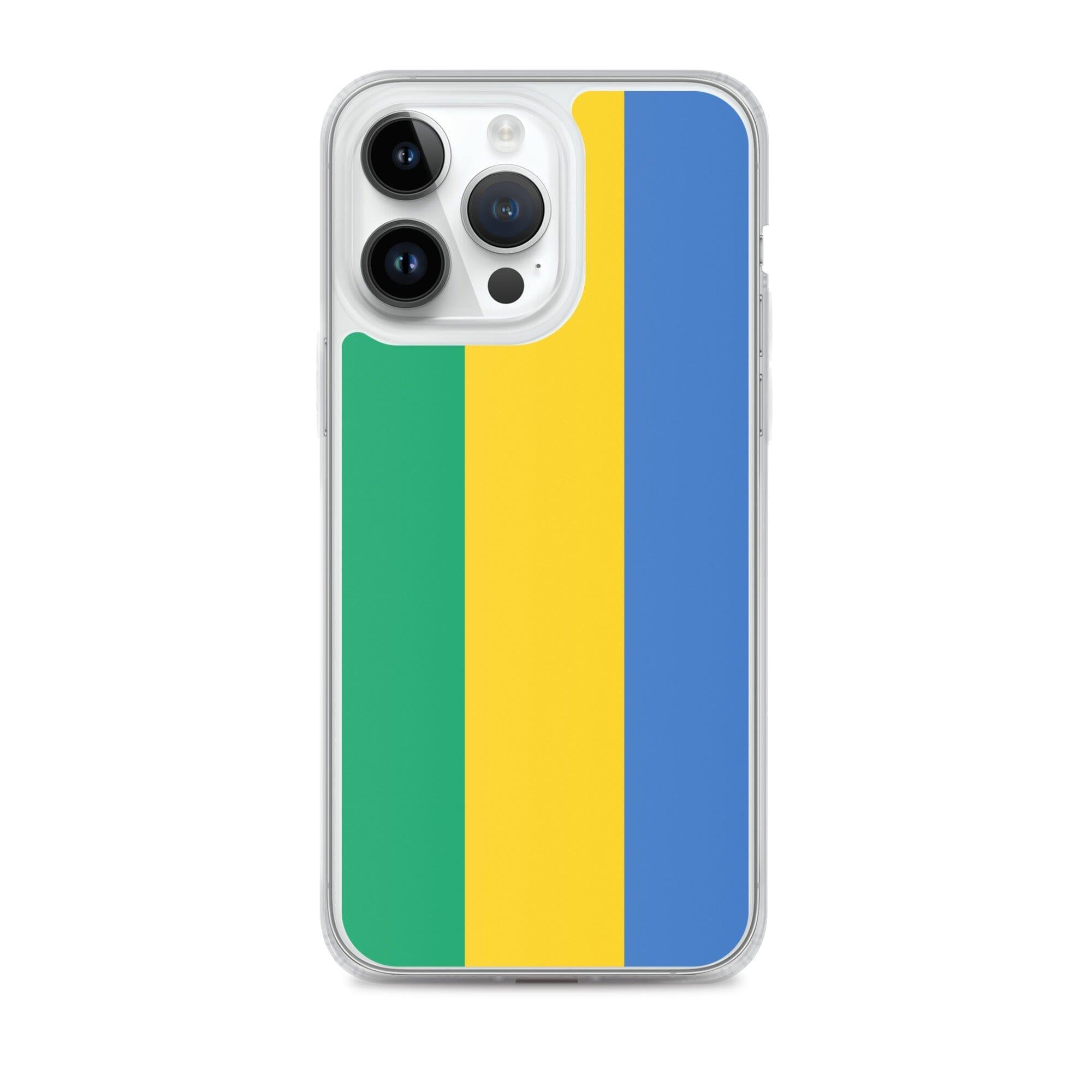 Coque de téléphone transparente avec le drapeau du Gabon, offrant protection et style pour les modèles d'iPhone.