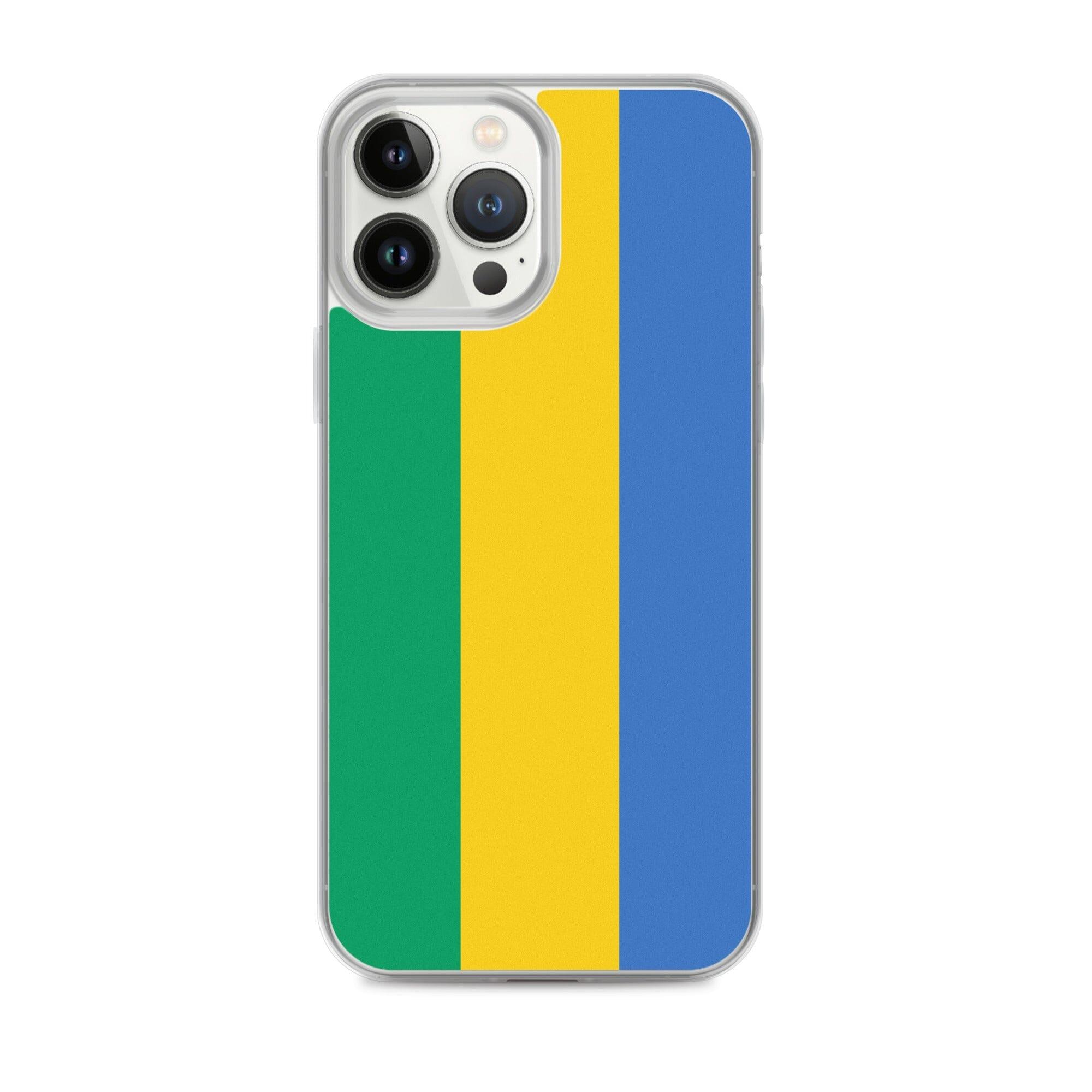 Coque de téléphone transparente avec le drapeau du Gabon, offrant protection et style pour les modèles d'iPhone.