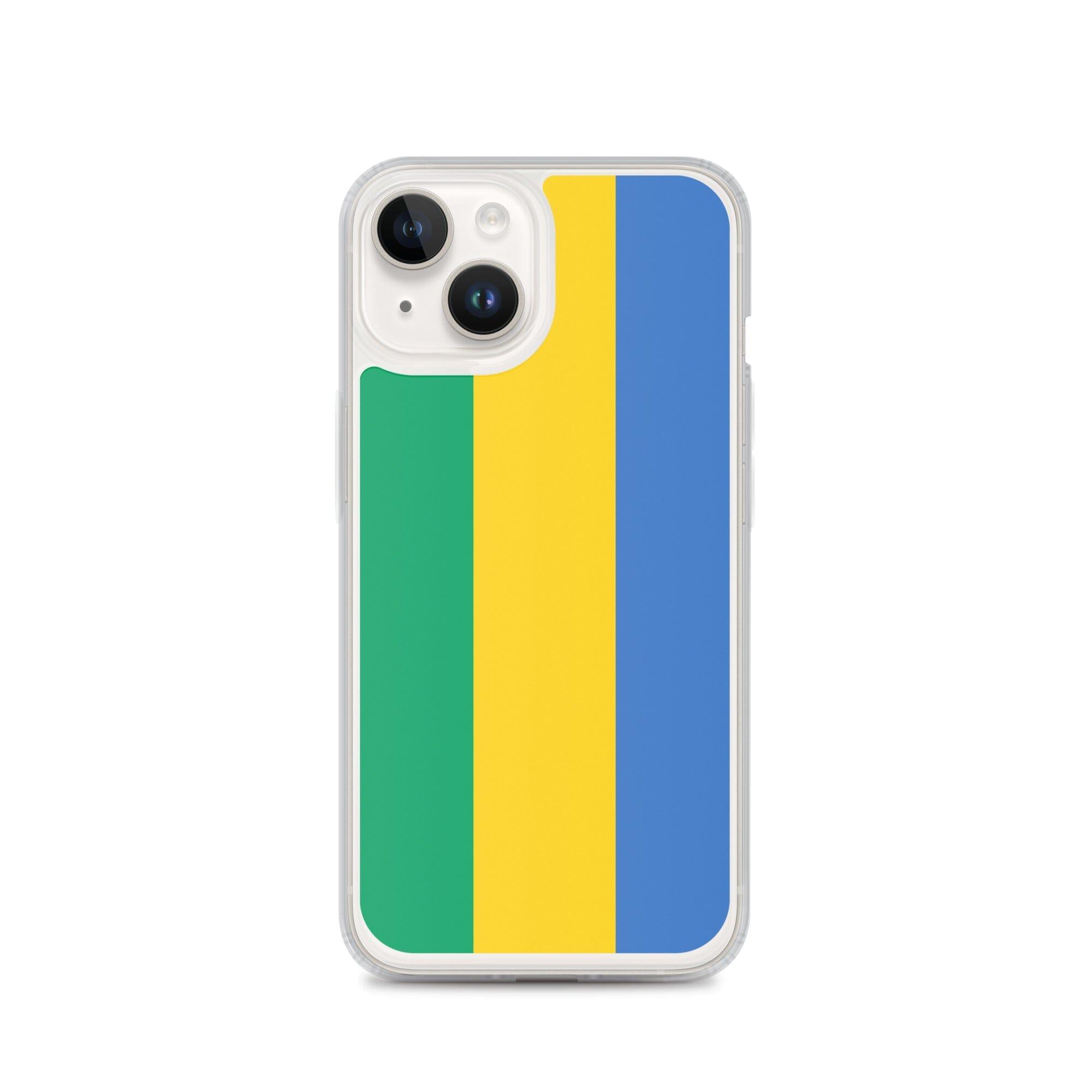 Coque de téléphone transparente avec le drapeau du Gabon, offrant protection et style pour les modèles d'iPhone.