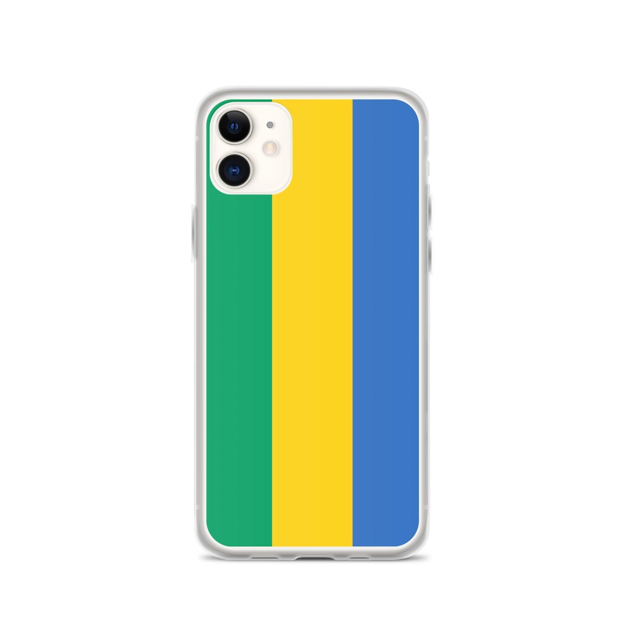 Coque de téléphone transparente avec le drapeau du Gabon, offrant protection et style pour les modèles d'iPhone.