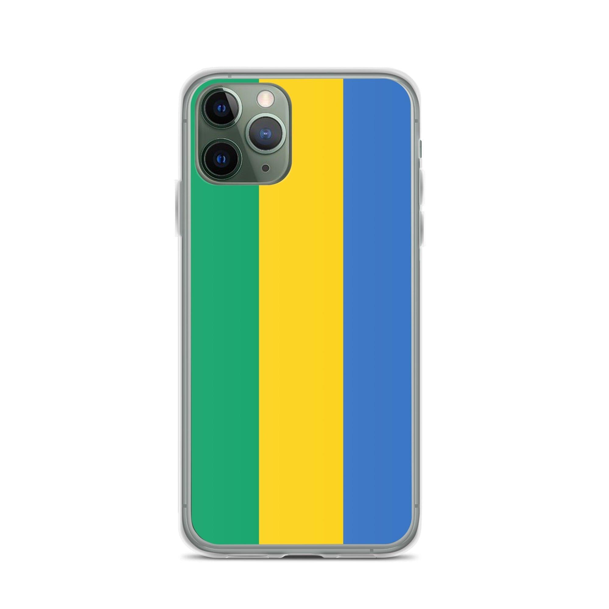 Coque de téléphone transparente avec le drapeau du Gabon, offrant protection et style pour les modèles d'iPhone.