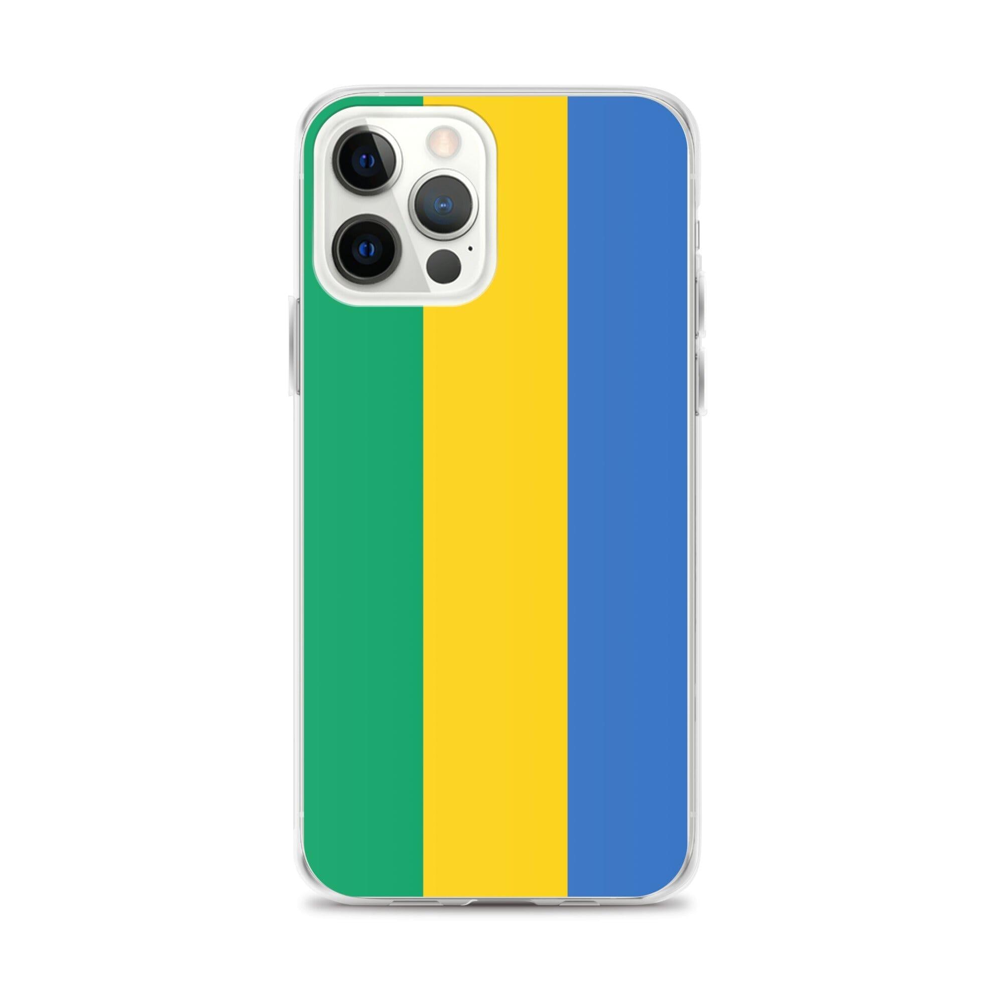 Coque de téléphone transparente avec le drapeau du Gabon, offrant protection et style pour les modèles d'iPhone.