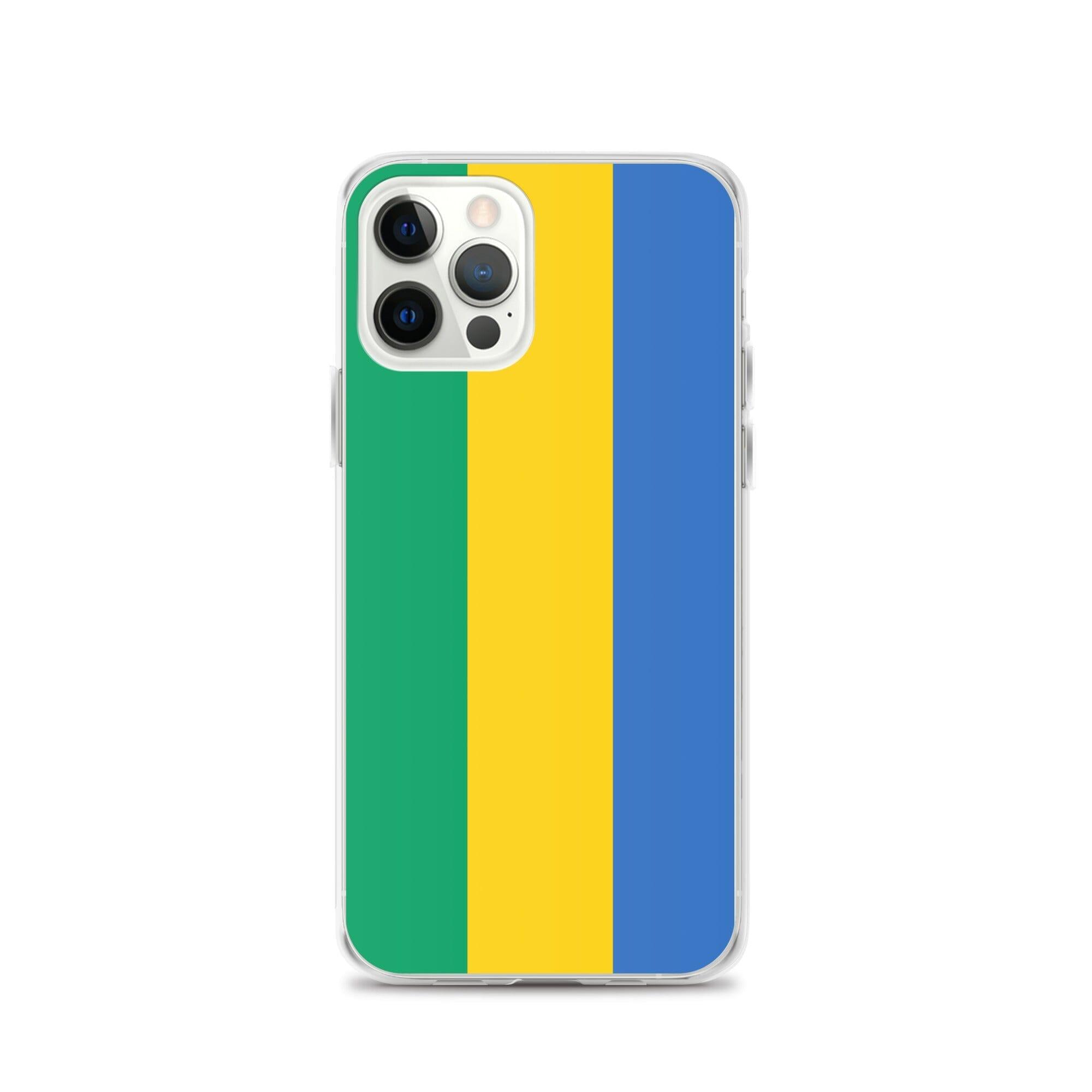 Coque de téléphone transparente avec le drapeau du Gabon, offrant protection et style pour les modèles d'iPhone.