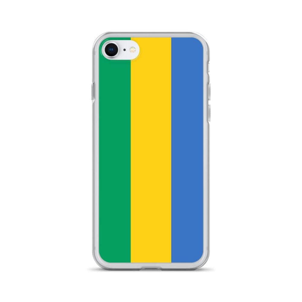 Coque de téléphone transparente avec le drapeau du Gabon, offrant protection et style pour les modèles d'iPhone.