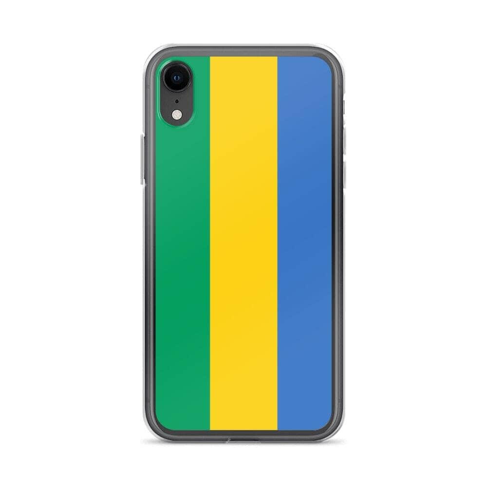 Coque de téléphone transparente avec le drapeau du Gabon, offrant protection et style pour les modèles d'iPhone.