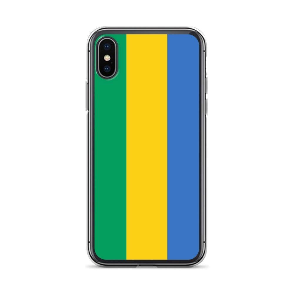 Coque de téléphone transparente avec le drapeau du Gabon, offrant protection et style pour les modèles d'iPhone.