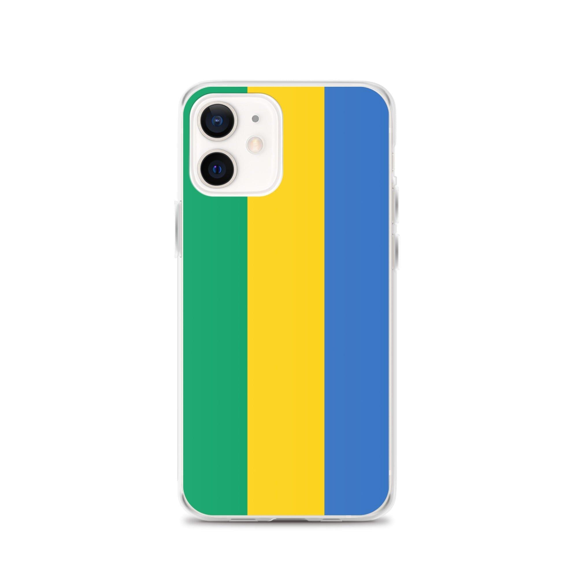 Coque de téléphone transparente avec le drapeau du Gabon, offrant protection et style pour les modèles d'iPhone.