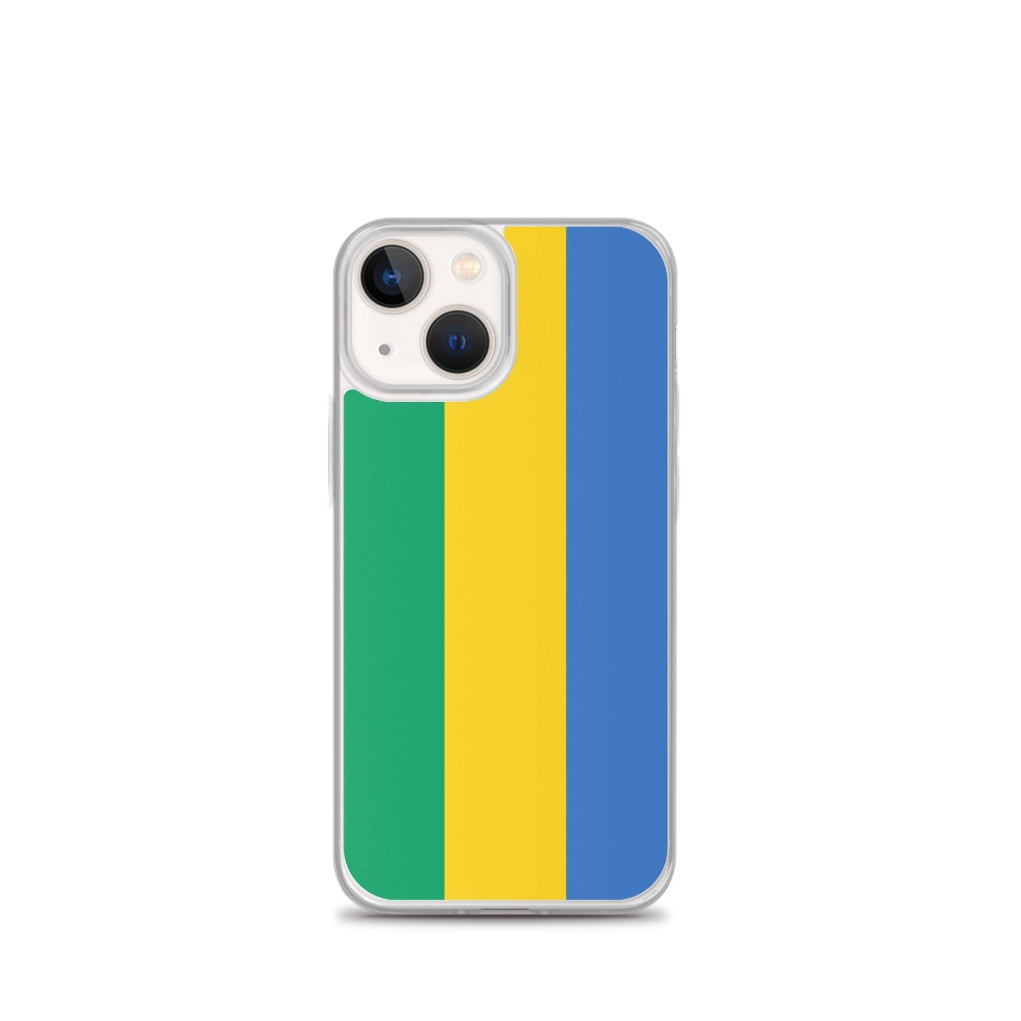 Coque de téléphone transparente avec le drapeau du Gabon, offrant protection et style pour les modèles d'iPhone.