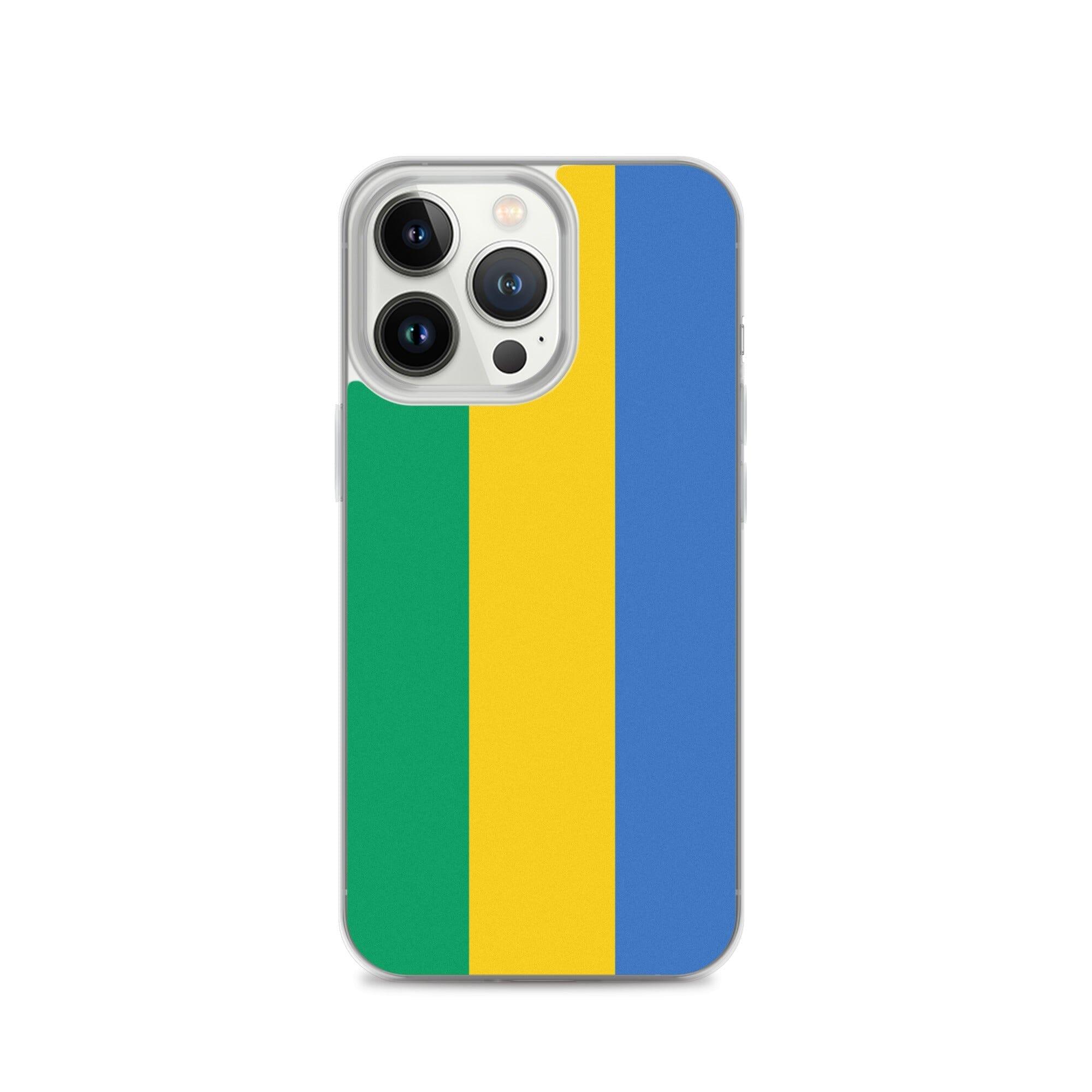 Coque de téléphone transparente avec le drapeau du Gabon, offrant protection et style pour les modèles d'iPhone.