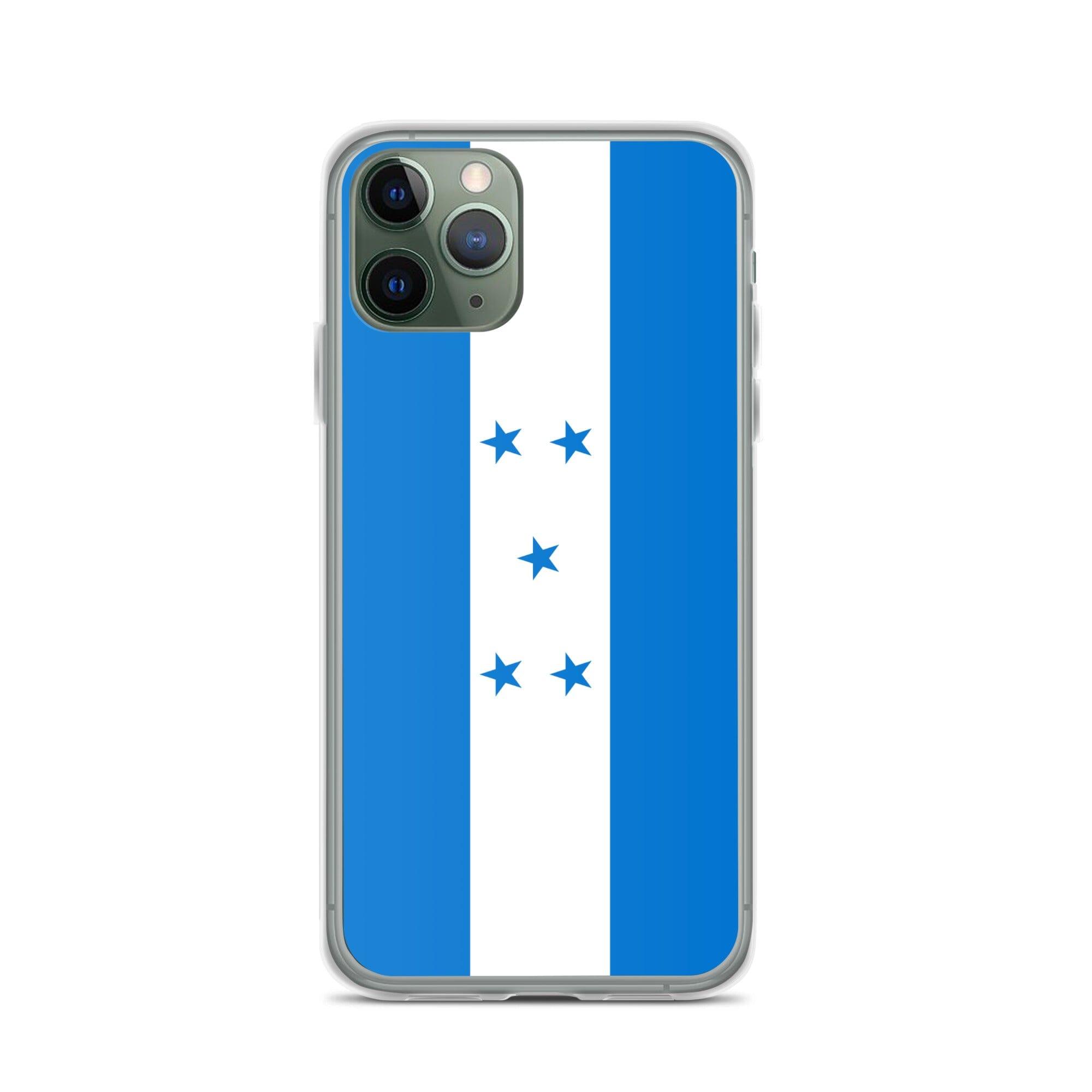 Coque de téléphone transparente avec le drapeau du Honduras, offrant une protection pour iPhone.