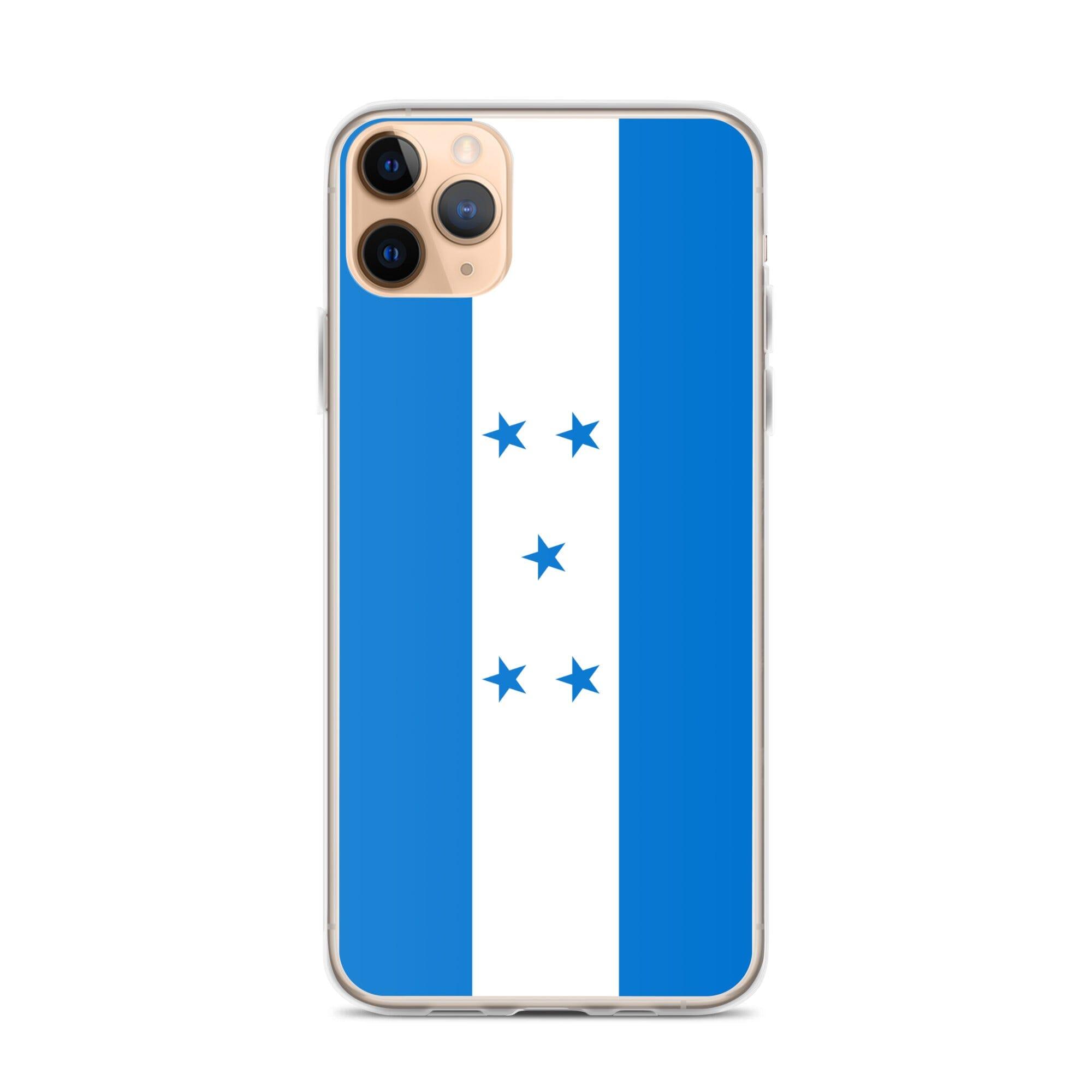 Coque de téléphone transparente avec le drapeau du Honduras, offrant une protection pour iPhone.