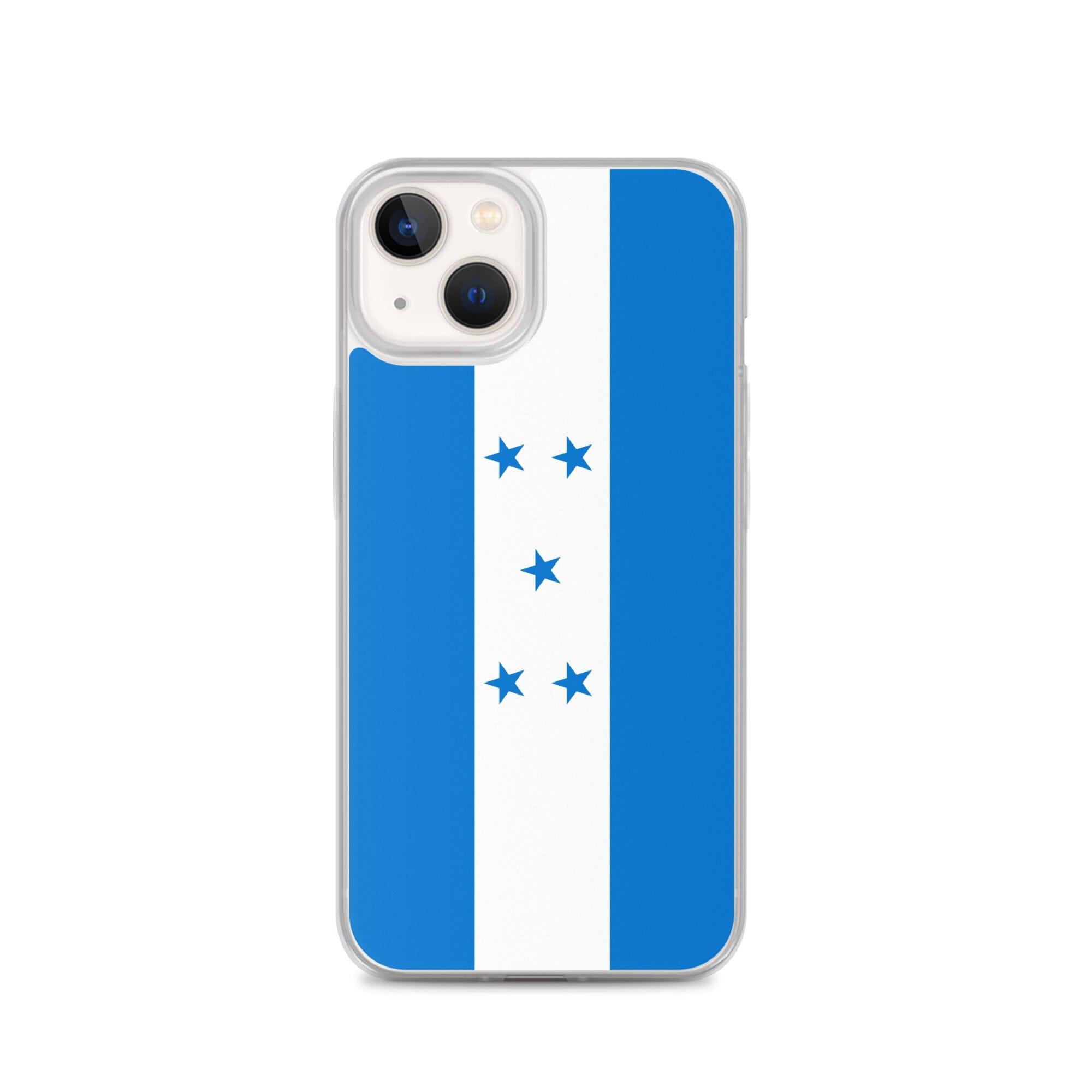 Coque de téléphone transparente avec le drapeau du Honduras, offrant une protection pour iPhone.