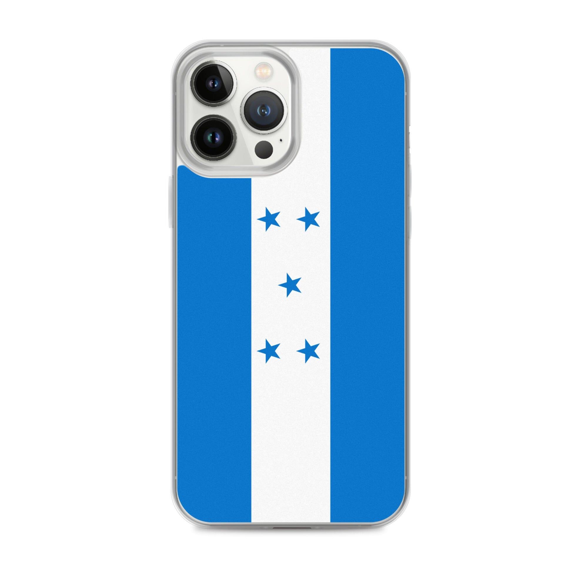 Coque de téléphone transparente avec le drapeau du Honduras, offrant une protection pour iPhone.