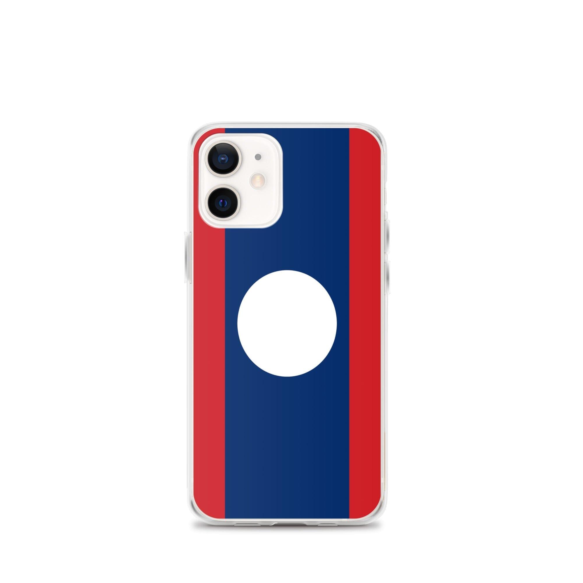 Coque de téléphone en plastique transparent avec le drapeau du Laos, offrant une protection pour iPhone.