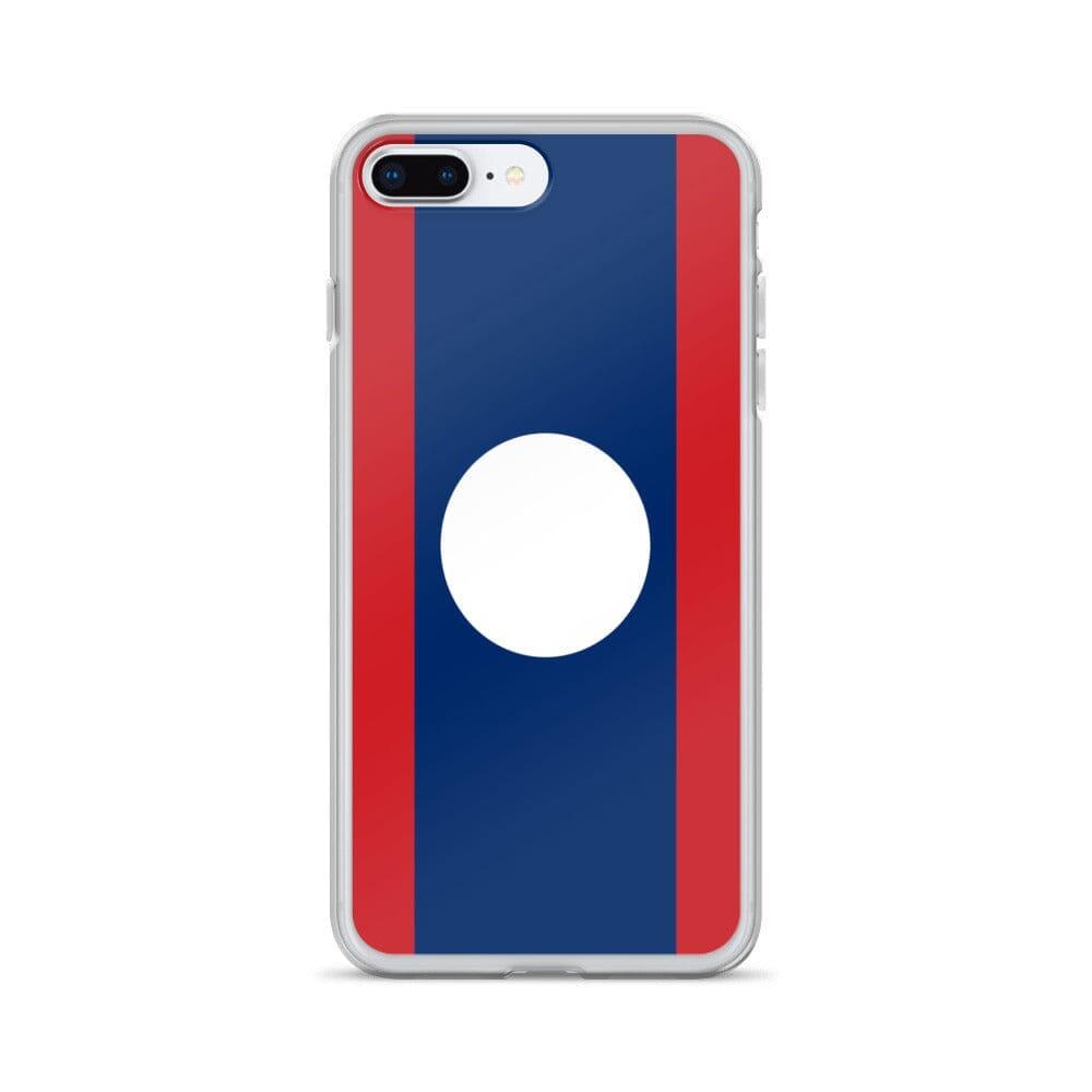 Coque de téléphone en plastique transparent avec le drapeau du Laos, offrant une protection pour iPhone.