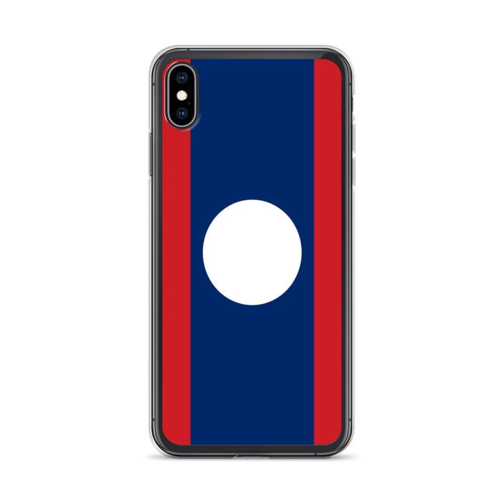 Coque de téléphone en plastique transparent avec le drapeau du Laos, offrant une protection pour iPhone.