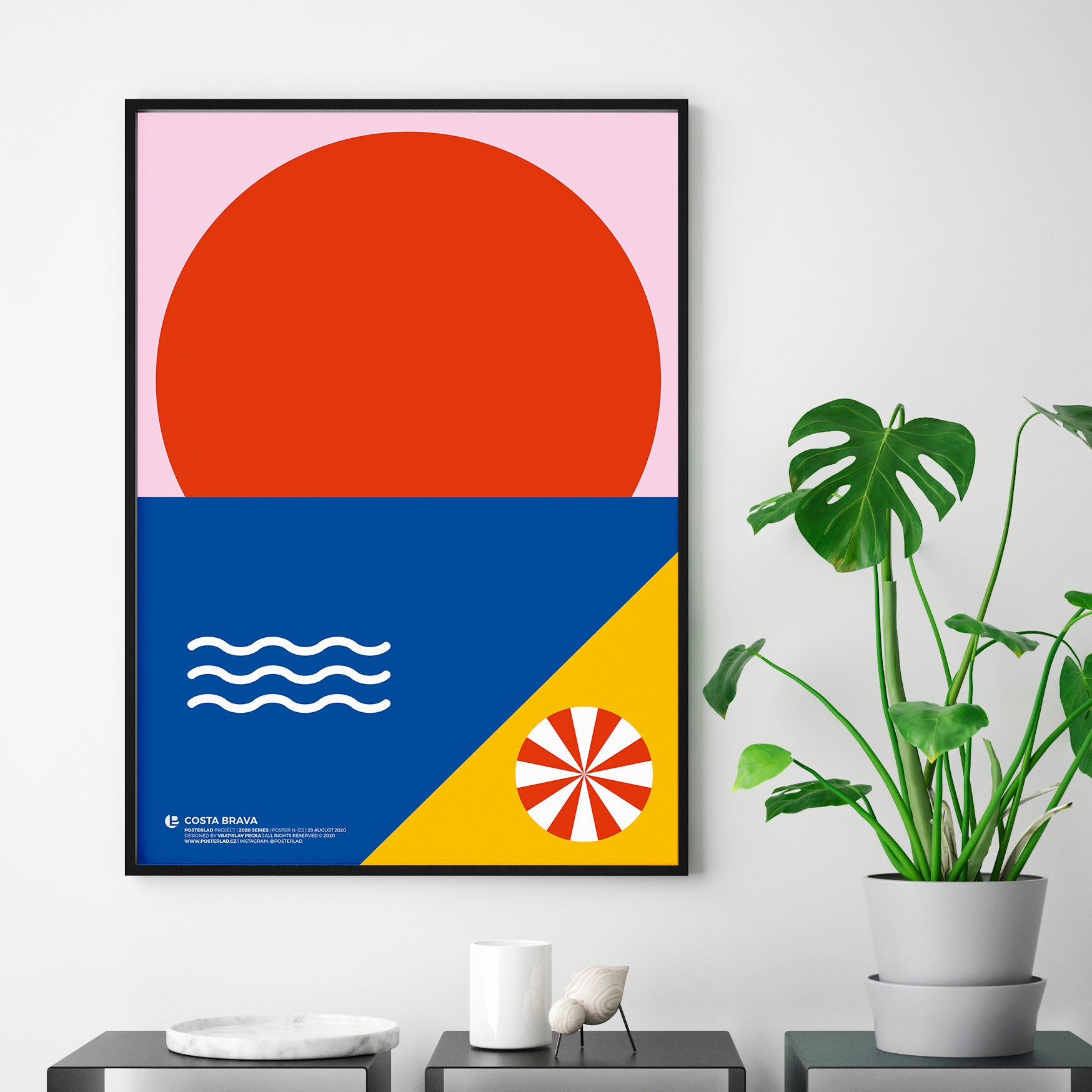 Vibrant Costa Brava poster featuring serene beach and sky, perfect for home decor.