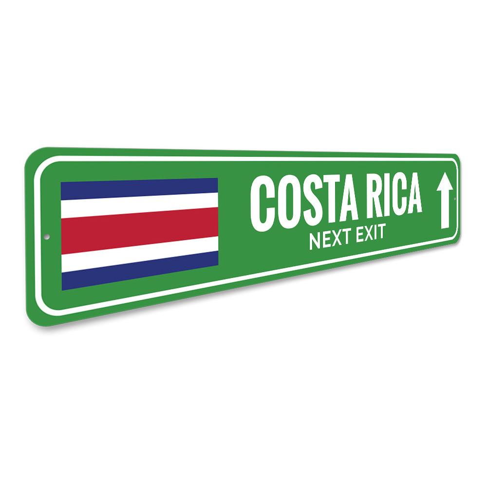 A beautifully crafted Costa Rica sign made from high-quality aluminum, featuring customizable text and pre-drilled holes for easy mounting.