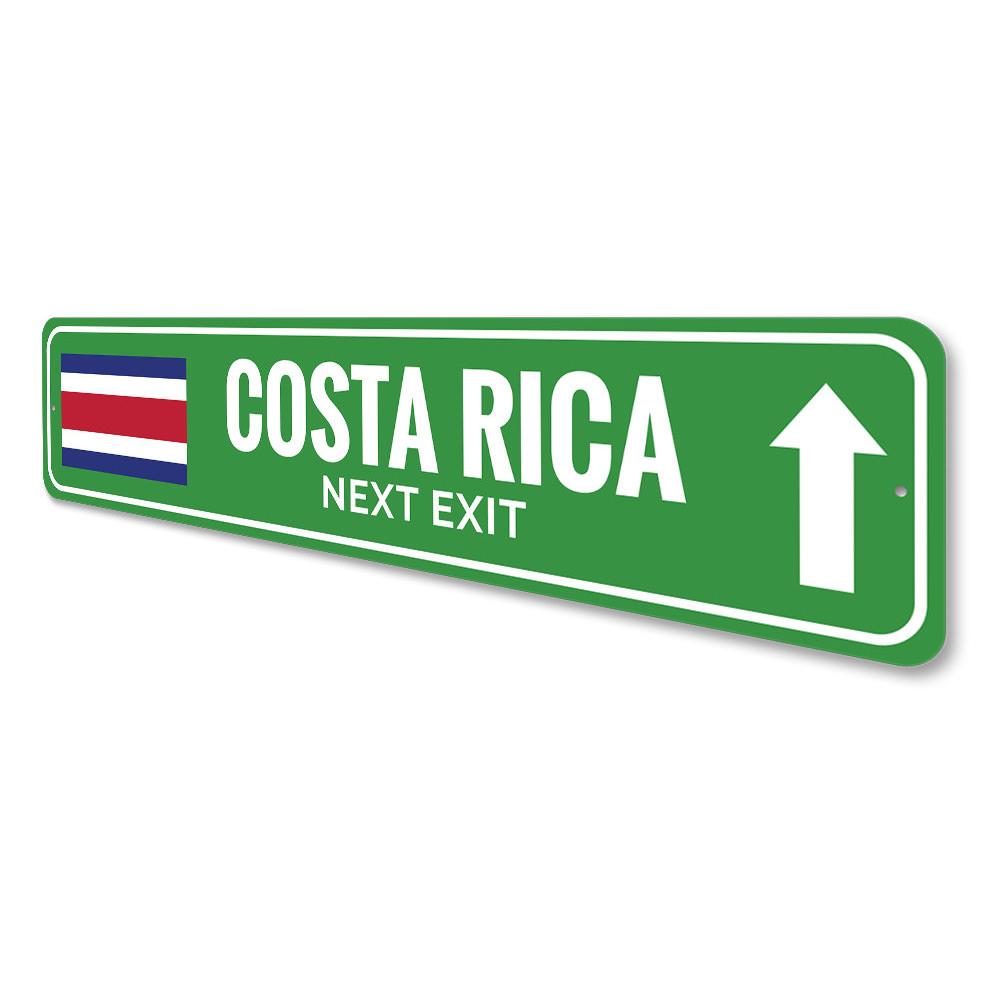 A beautifully crafted Costa Rica sign made from high-quality aluminum, featuring customizable text and pre-drilled holes for easy mounting.