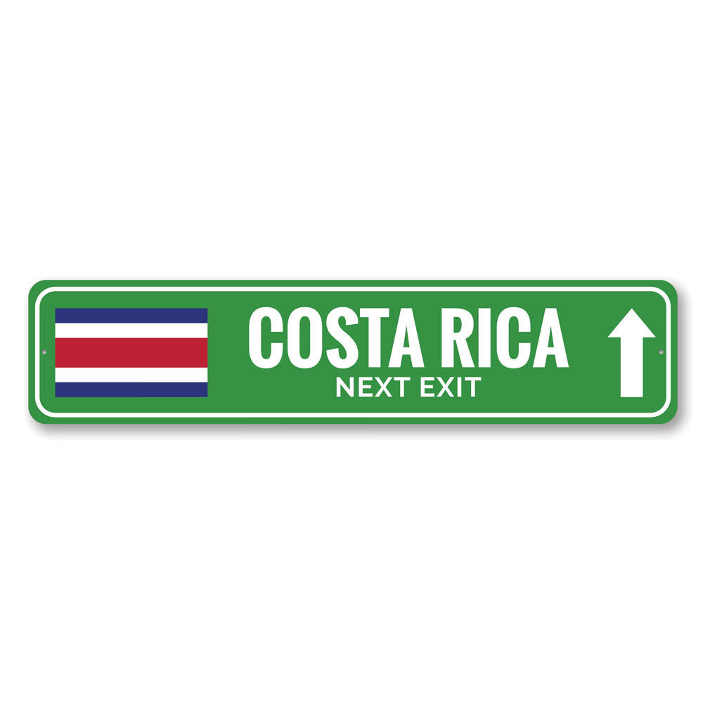 A beautifully crafted Costa Rica sign made from high-quality aluminum, featuring customizable text and pre-drilled holes for easy mounting.