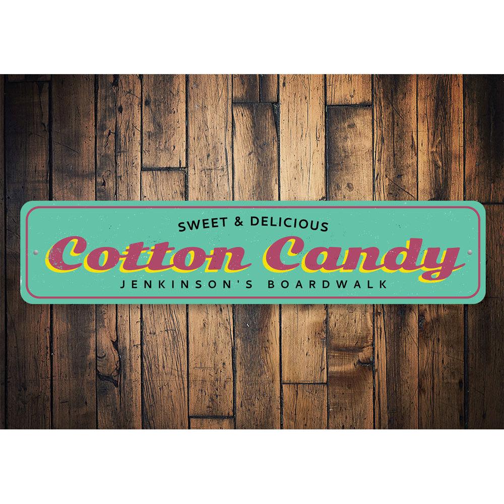 Cotton Candy Boardwalk Sign featuring vibrant colors and playful design, perfect for home decor.