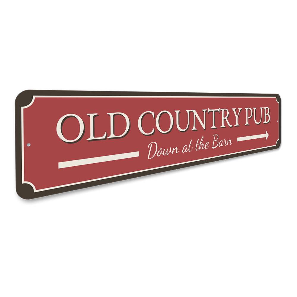 A decorative Country Pub Sign made from high-quality aluminum, featuring customizable text options, ideal for home decor.