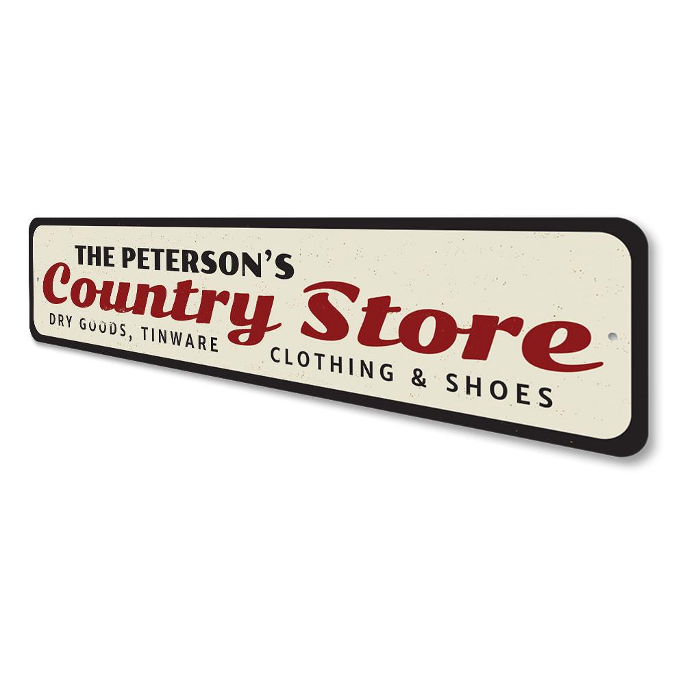 Customizable Country Store Sign made of high-quality aluminum, featuring pre-drilled holes for easy mounting, perfect for businesses and gifts.