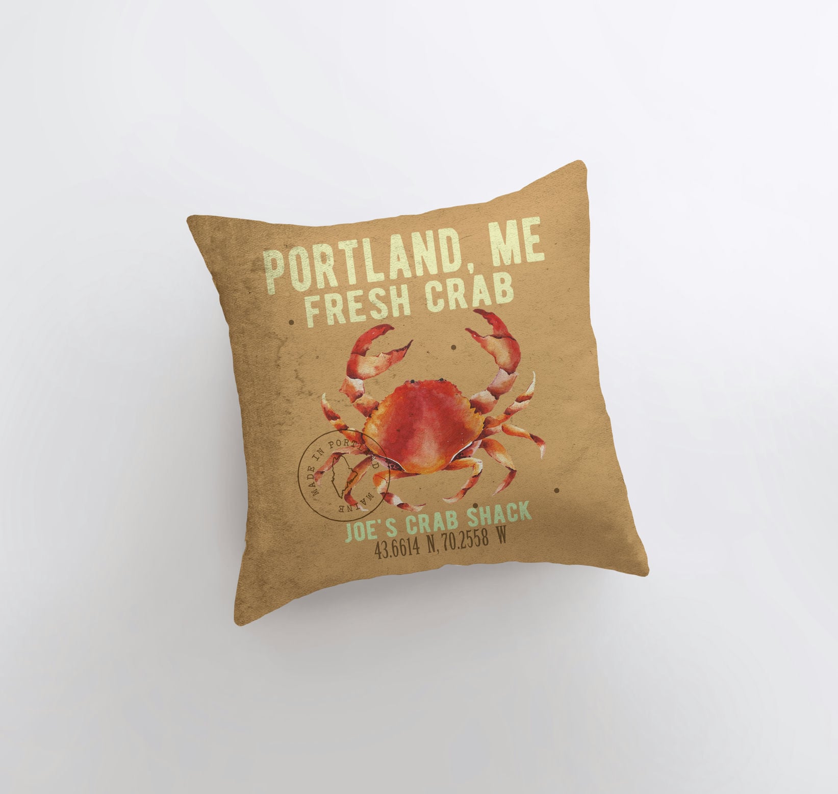 Hand-made Crab Pillow Cover featuring a vintage crab design, perfect for coastal home decor.