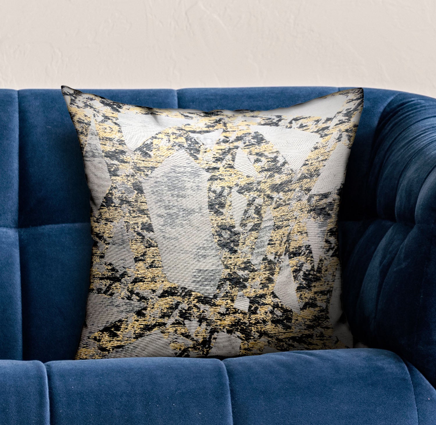 Craven Dust Gold and Gray Abstract Luxury Throw Pillow featuring handcrafted fabric and elegant design.