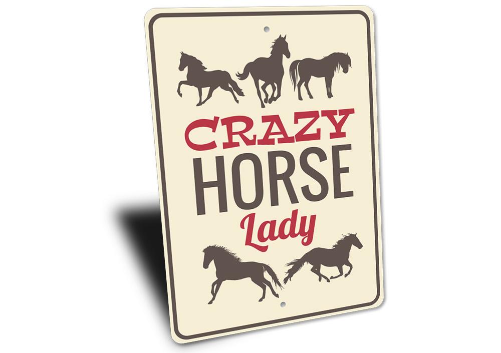 Crazy Horse Lady Sign made of high-quality aluminum, featuring a decorative design suitable for indoor and outdoor use.