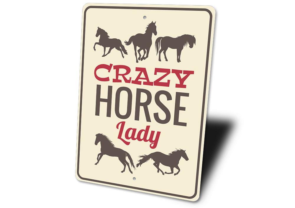 Crazy Horse Lady Sign made of high-quality aluminum, featuring a decorative design suitable for indoor and outdoor use.