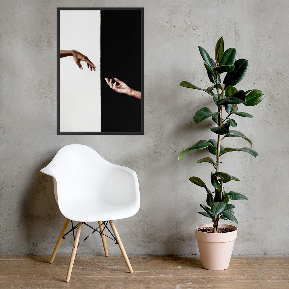 Creation Framed matte paper poster displayed in a stylish black or oak frame, showcasing its high-quality print and protective Acrylite front.