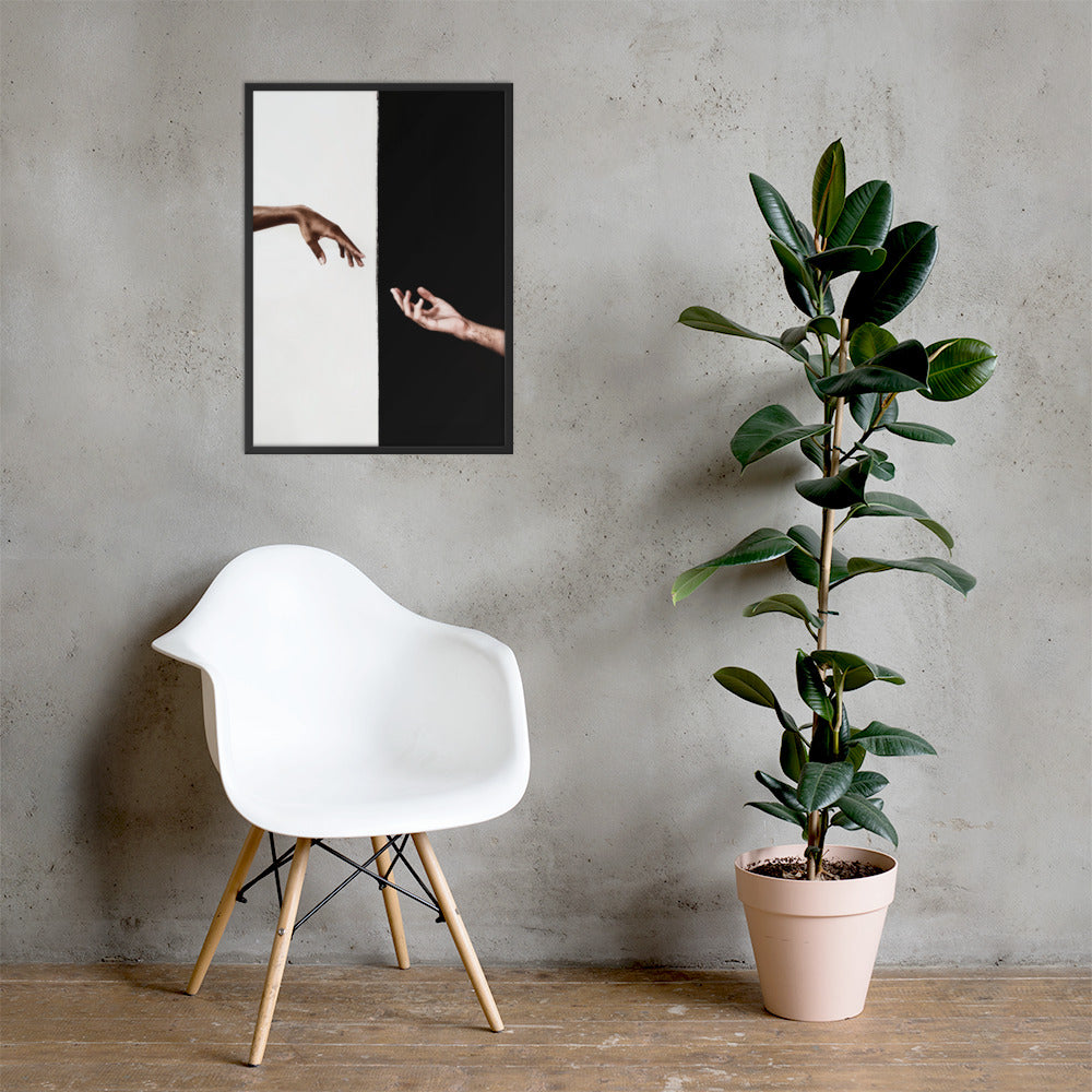 Creation Framed matte paper poster displayed in a stylish black or oak frame, showcasing its high-quality print and protective Acrylite front.