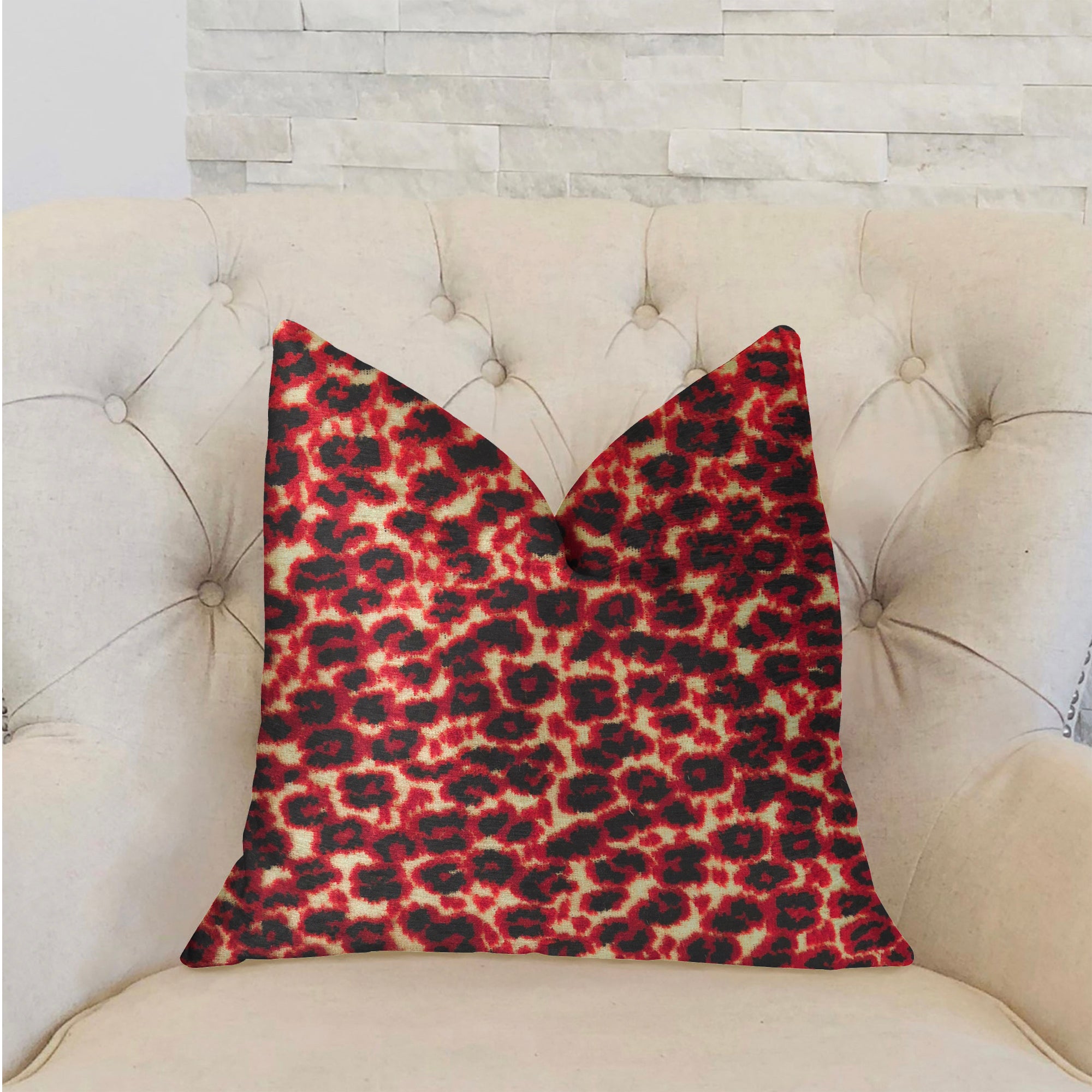 Crimson Cheetah Black and Red Luxury Throw Pillow featuring a vibrant animal motif with a soft fabric blend.