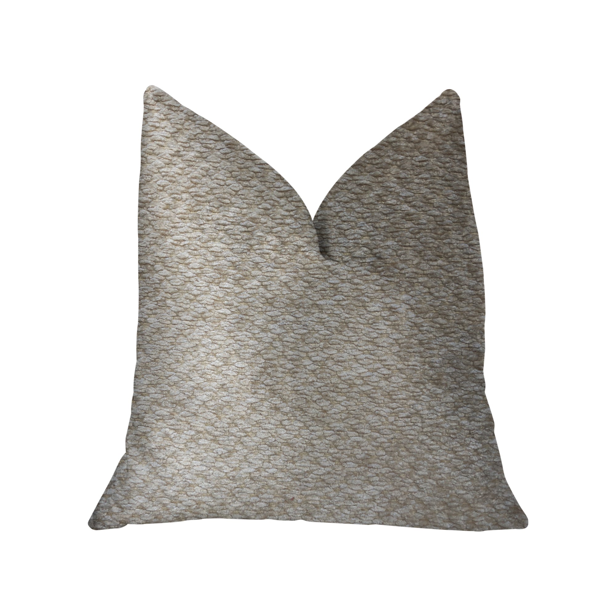 Crème Brulee Beige Luxury Throw Pillow showcasing a textured pattern and invisible zipper, perfect for elegant home decor.