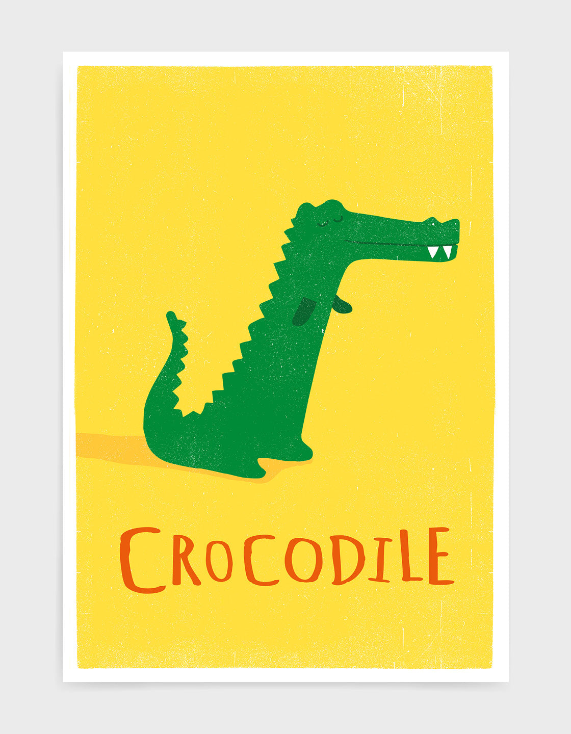 Personalised crocodile wall art print featuring a charming illustration, customizable with a child's name, perfect for nursery decor.