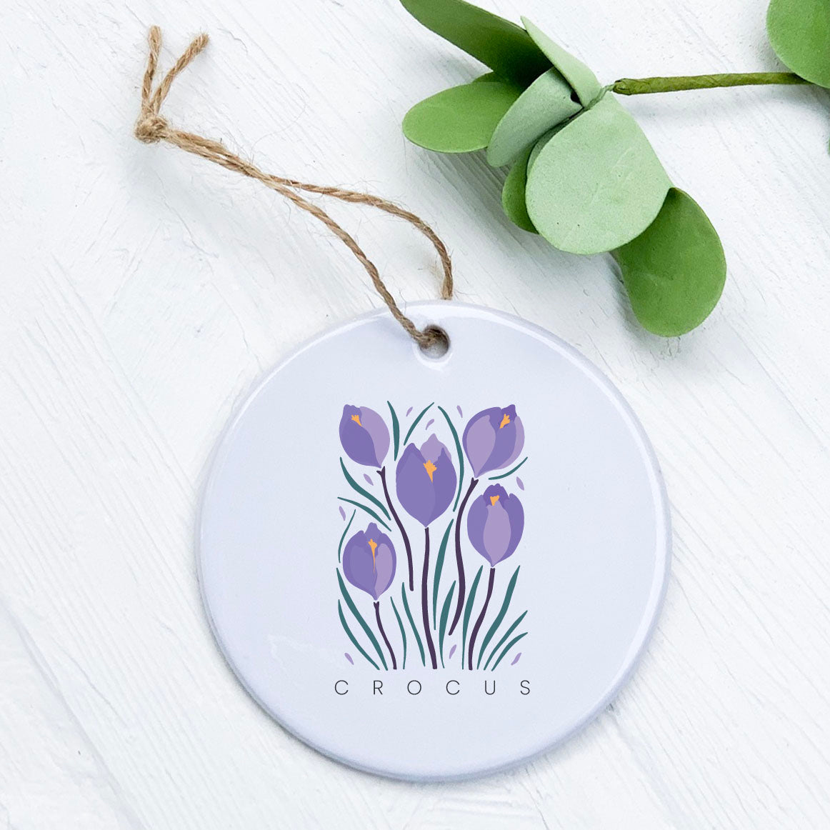 Crocus Garden Edition porcelain ornament featuring vibrant design, smooth glossy finish, and 2.75-inch diameter.