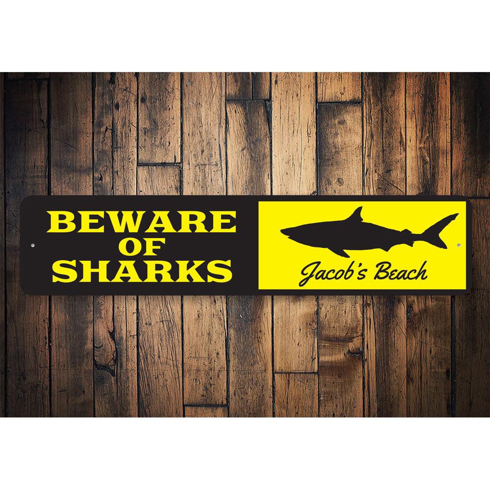 Custom Shark Sign featuring vibrant colors and personalized text, perfect for kids' rooms.