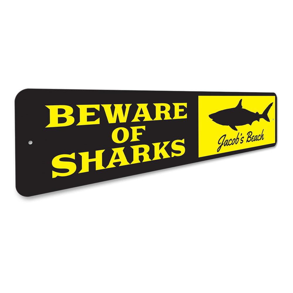 Custom Shark Sign featuring vibrant colors and personalized text, perfect for kids' rooms.