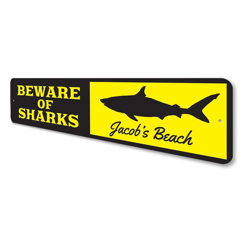 Custom Shark Sign featuring vibrant colors and personalized text, perfect for kids' rooms.