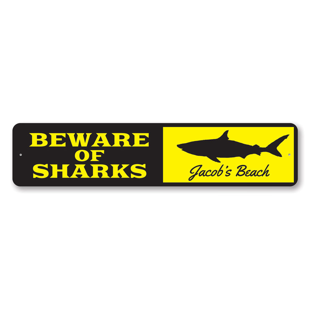 Custom Shark Sign featuring vibrant colors and personalized text, perfect for kids' rooms.