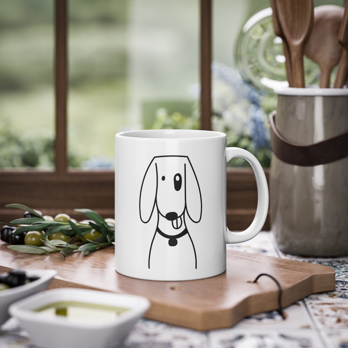 Cute dog Foxhund mug with glossy finish, white ceramic, featuring a charming dog print, ideal for coffee or tea lovers.