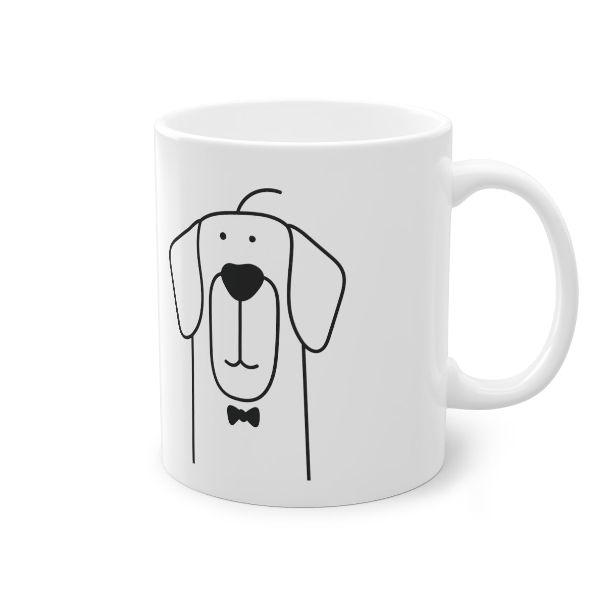 Cute dog Retriever mug with glossy finish, white ceramic, 325 ml capacity, featuring a charming dog print and comfortable C-shaped handle.