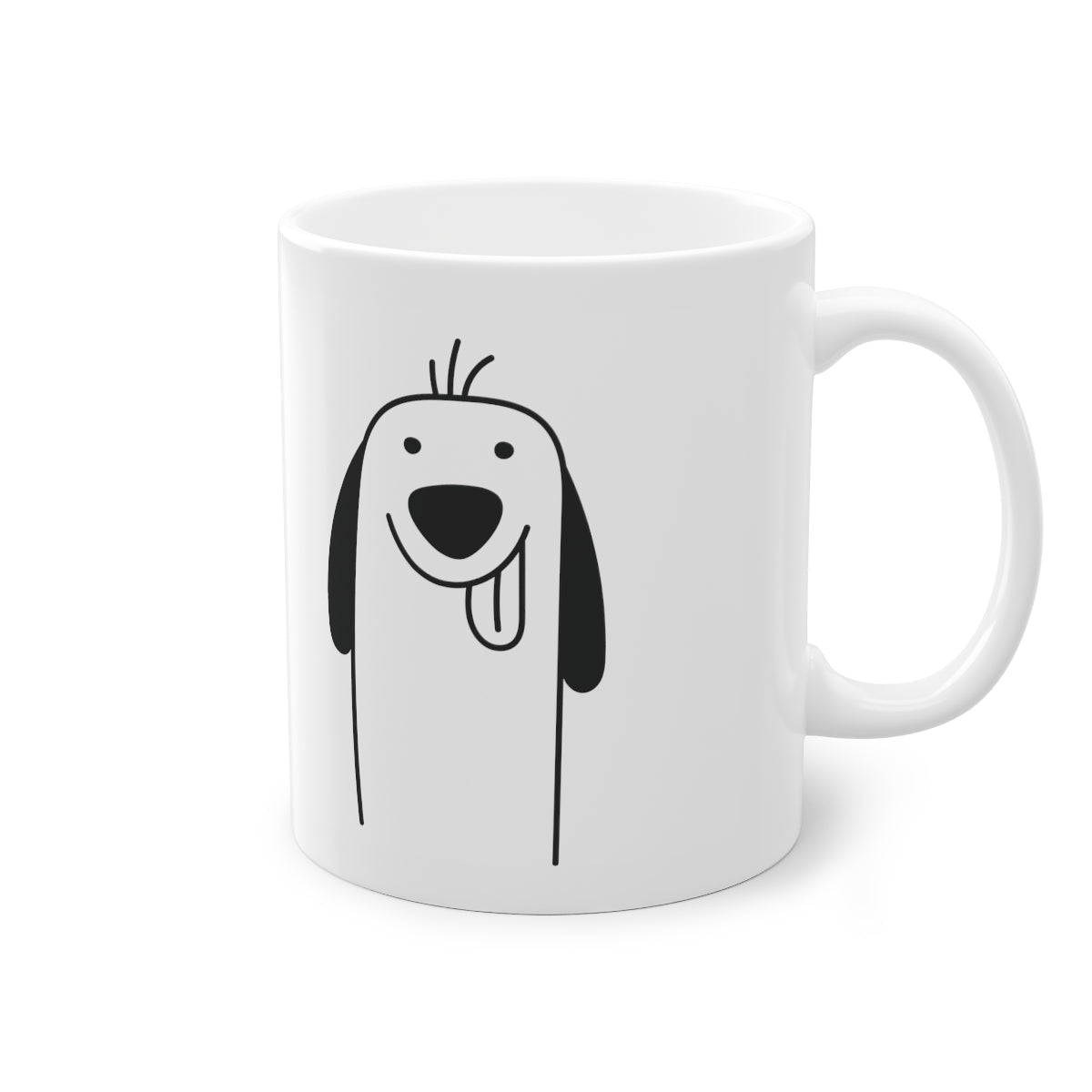 Cute dog Spaniel mug with glossy finish, white ceramic, 325 ml capacity, featuring a charming dog print and C-shaped handle.