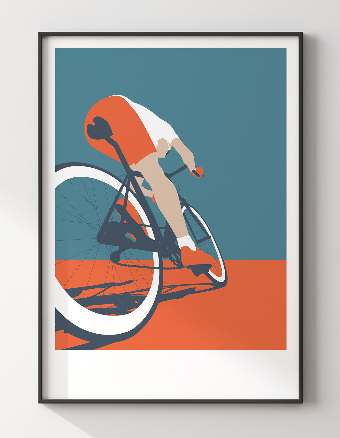 Customizable mid-century modern cycle poster featuring bold colors and personalized text options.