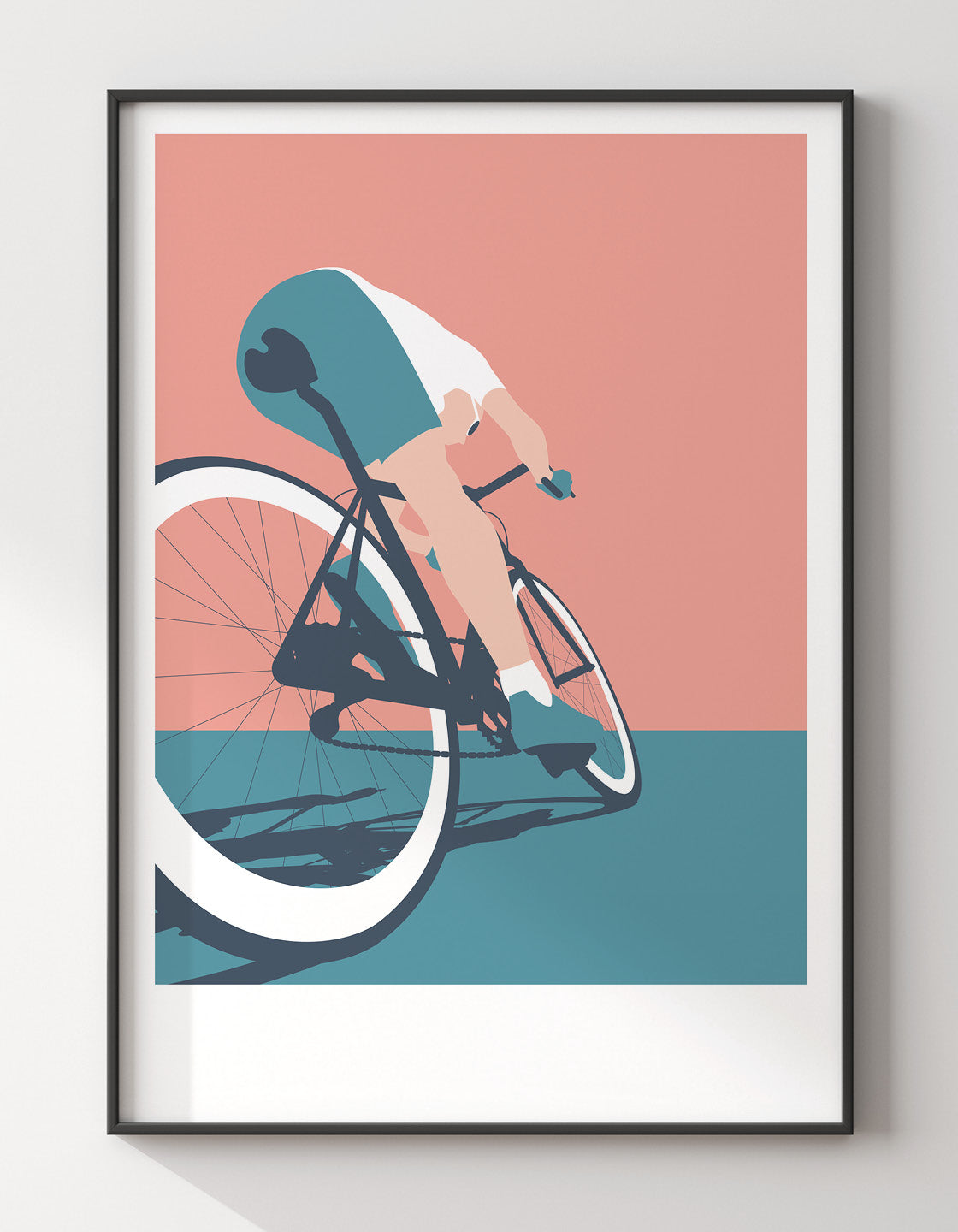 Customizable mid-century modern cycle poster featuring bold colors and personalized text options.