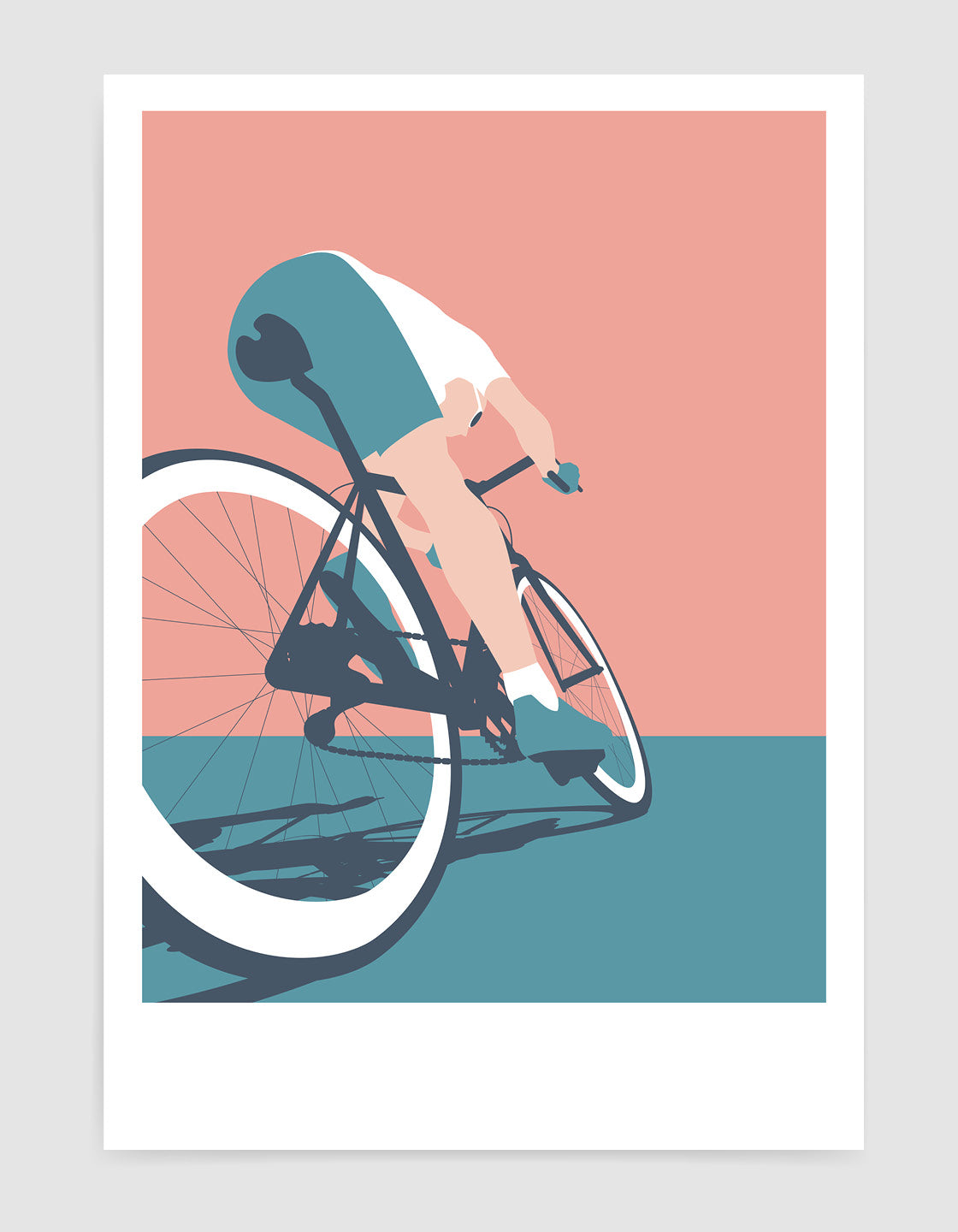 Customizable mid-century modern cycle poster featuring bold colors and personalized text options.